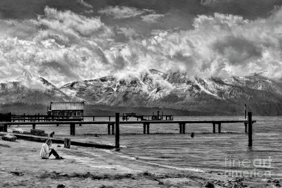 Alone In South Lake Tahoe Black And White Photograph by Blake Richards