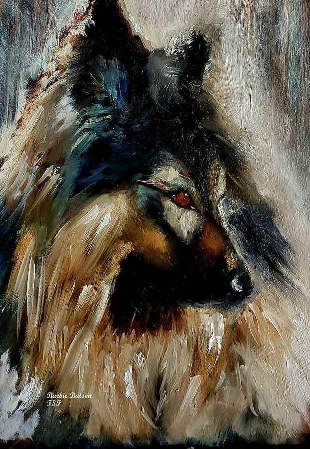 Lone Wolf II - Oil Painting Painting by Barbie Batson