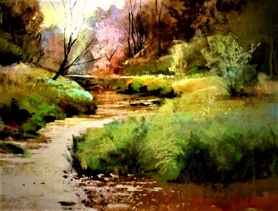 Landscape Painting - Along Spring Creek by Joseph Barani Landscape Painting - Along Spring Creek by Joseph Barani