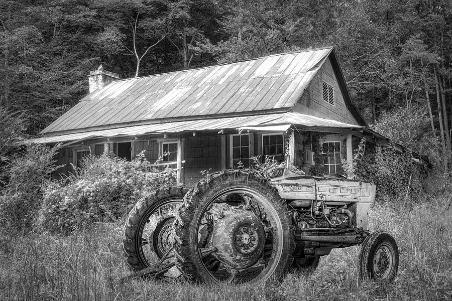 Along the Country Roads Black and White   Photograph by Debra and Dave Vanderlaan
