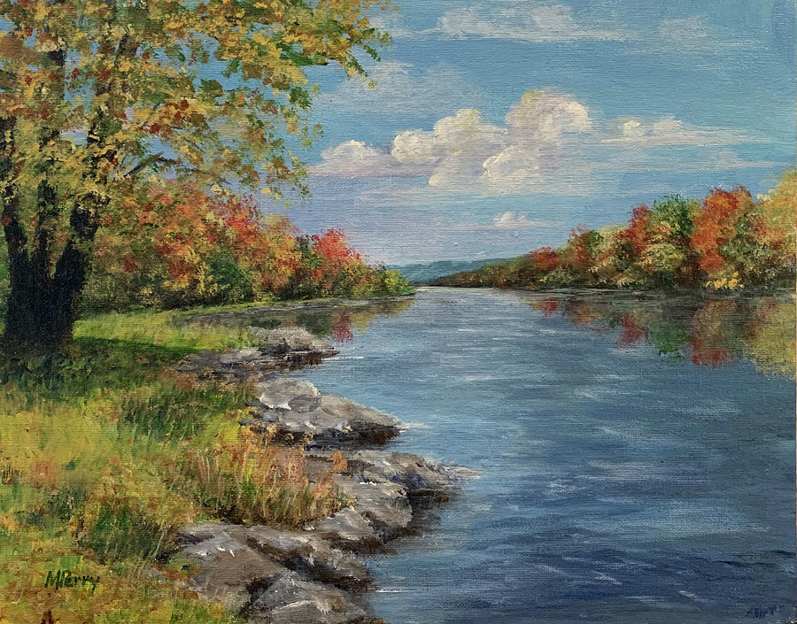 Along the Delaware Painting by Margie Perry