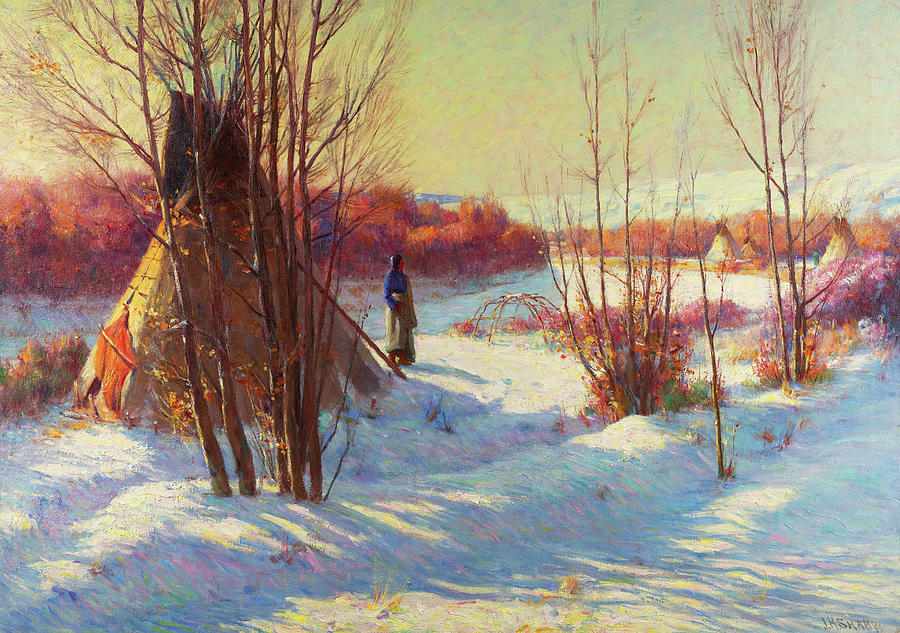 Winter Painting - Along the Little Horn, 1915 by Joseph Henry Sharp