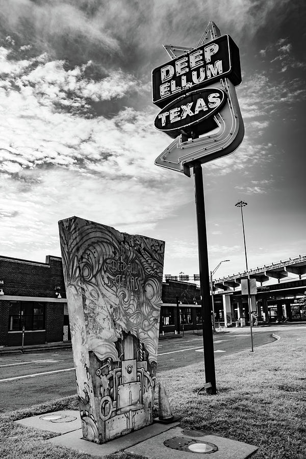 Along The Streets Of Dallas Texas Deep Ellum - Black and White Photograph by Gregory Ballos