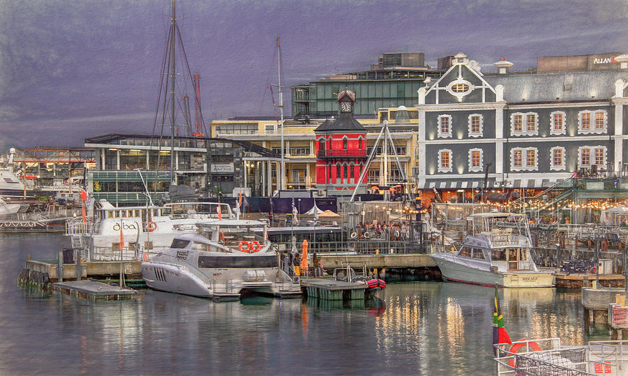 Along the Waterfront in Capetown, Painterly Photograph by Marcy Wielfaert