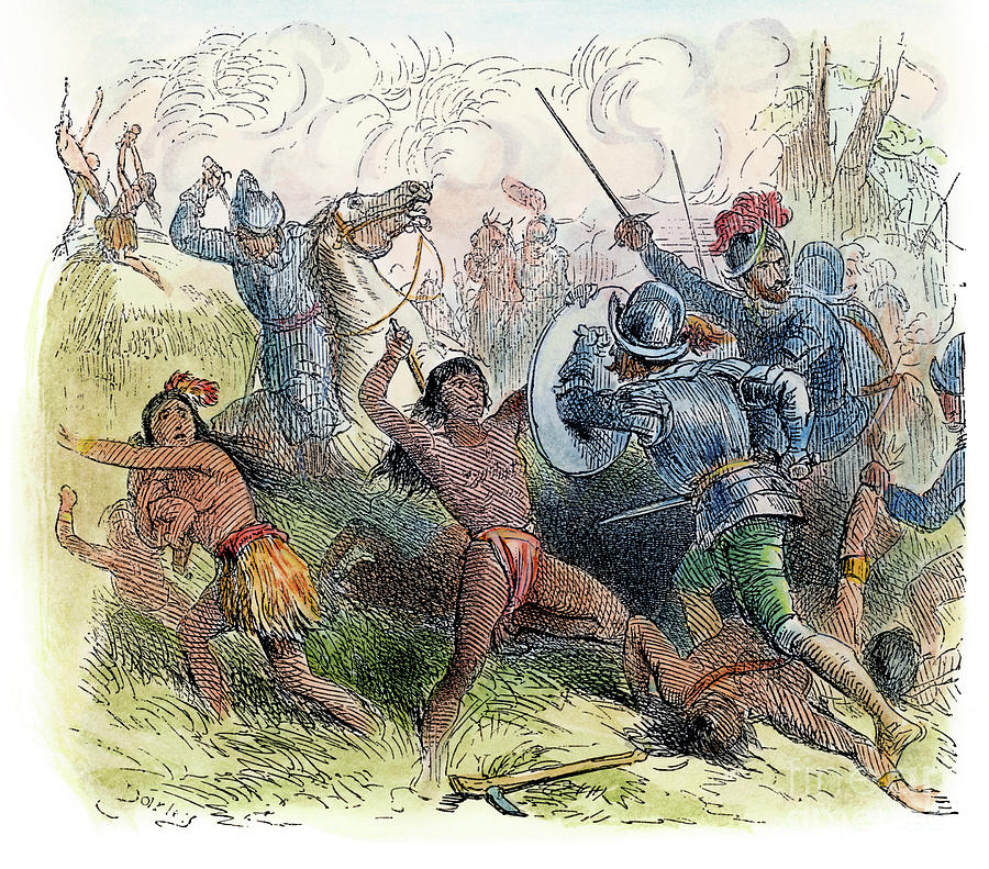 Alonso De Ojeda Battling Indians Photograph by Granger