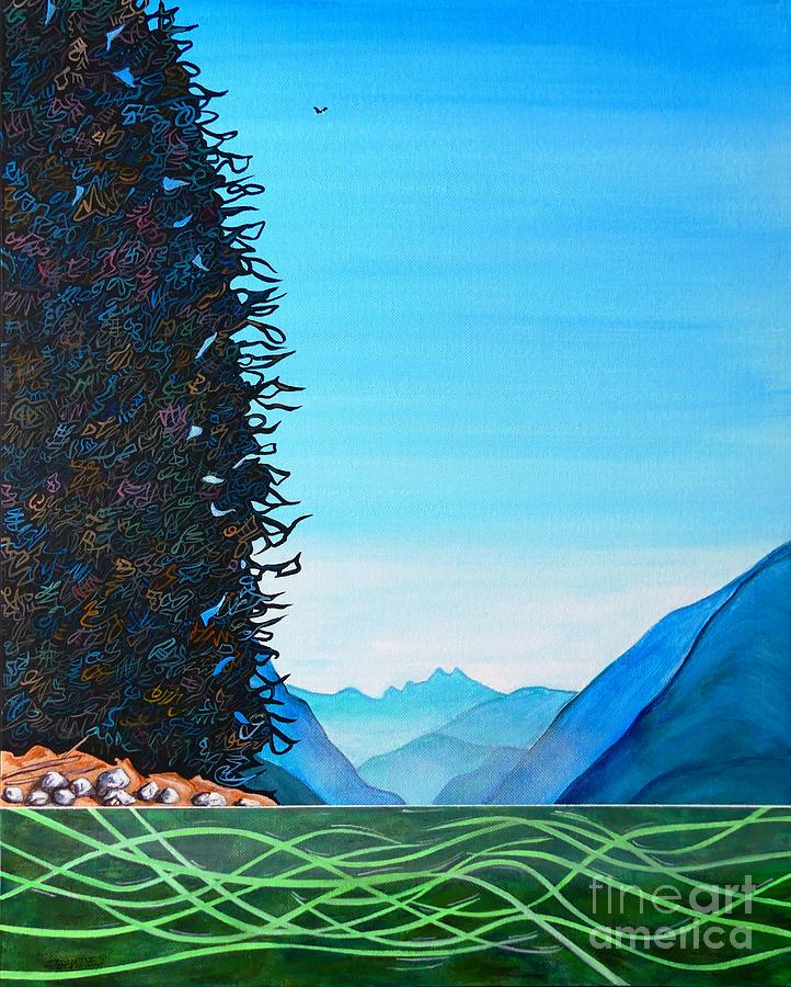 Alouette Lake Abstract Painting by John Lyes