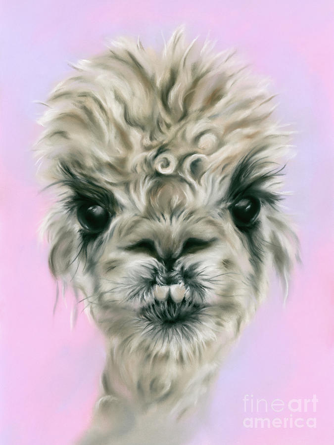 Alpaca Pretty on Pink and Purple Painting by MM Anderson