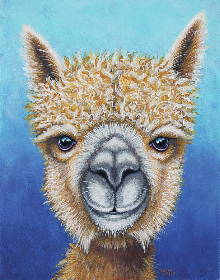Alpaca Whimsy Painting by Tish Wynne