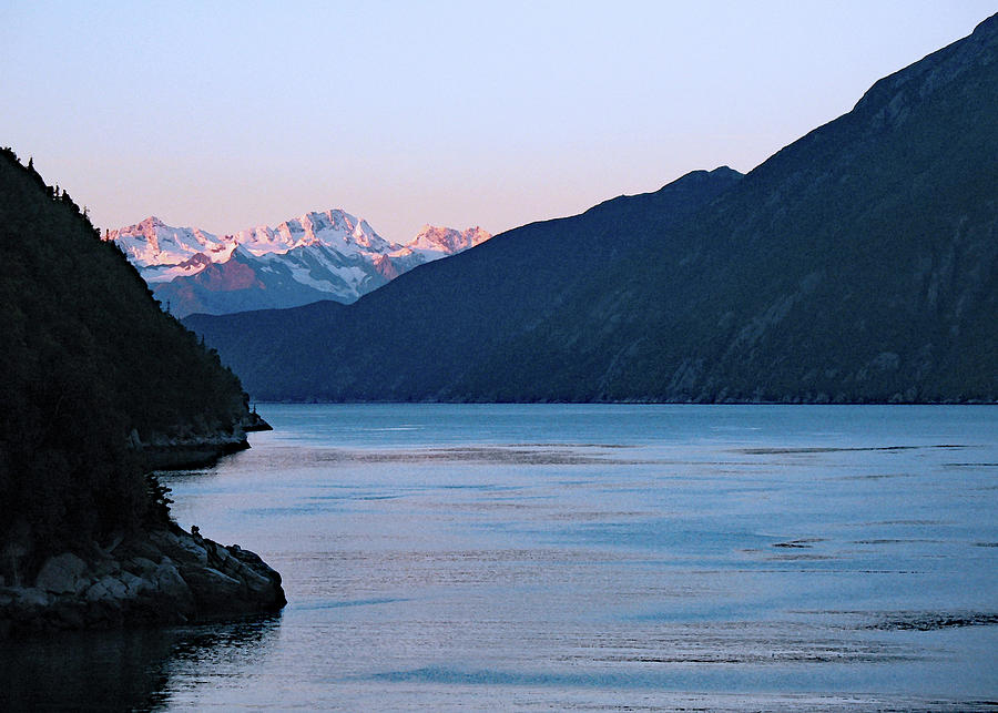 Alpenglow. Glacier Bay Seascapes Photograph by Connie Fox