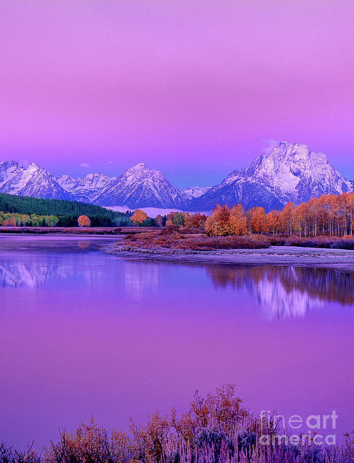 Alpenglow Oxbow Bend Grand Tetons National Park Wyoming Photograph by Dave Welling