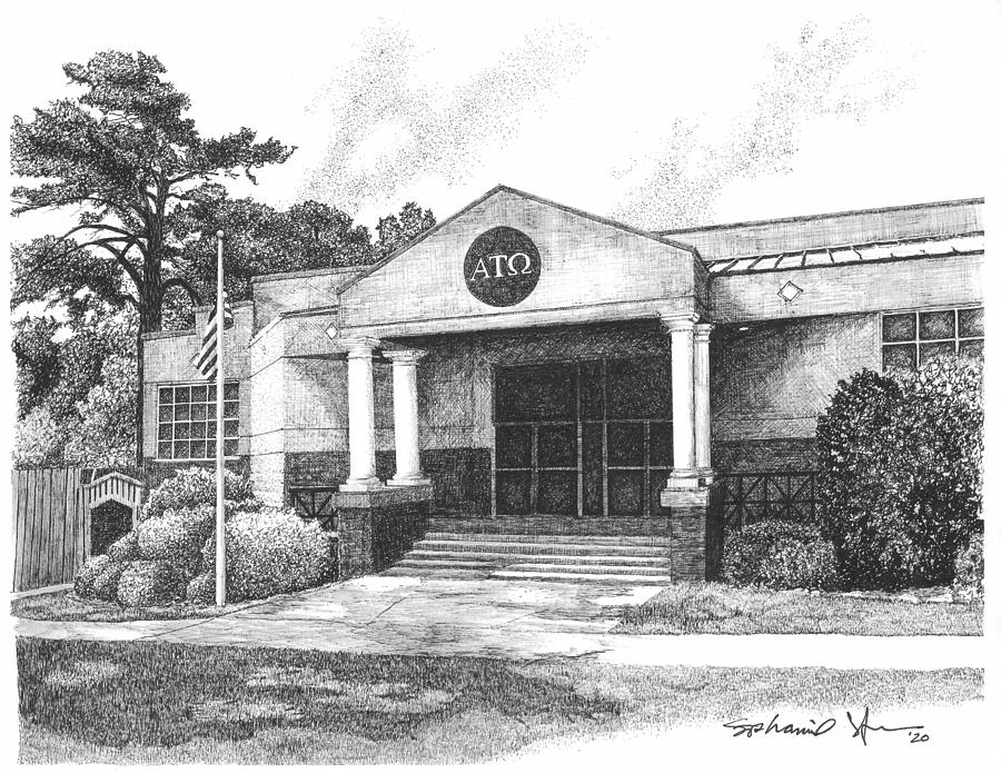 Alpha Tau Omega Fraternity House, Auburn University, Auburn, Alabama Drawing by Stephanie Huber