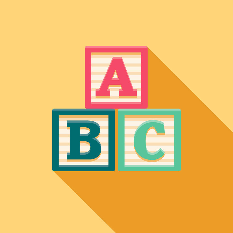 Alphabet Blocks Flat Design Baby Icon Drawing by Bortonia