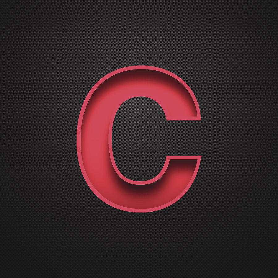 Alphabet C Design - Red Letter on Carbon Fiber Background Drawing by Bgblue
