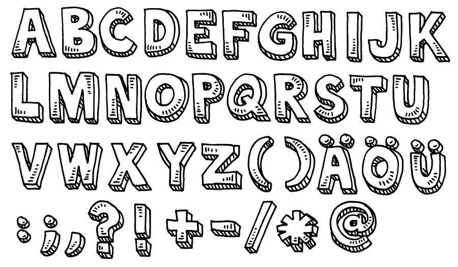Alphabet Capital Letters And Special Characters Drawing Drawing by FrankRamspott