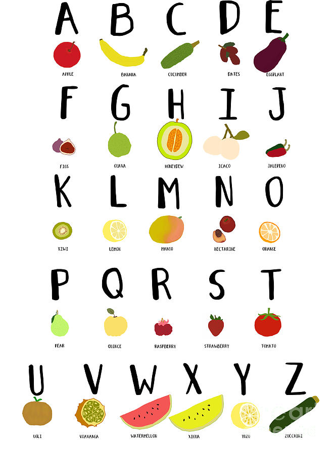 Alphabet Fruits Digital Art by Priscilla Wolfe - Fine Art America