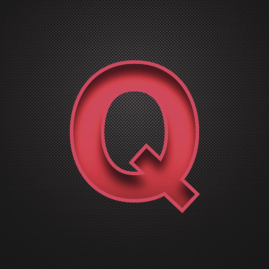 Alphabet Q Design - Red Letter on Carbon Fiber Background Drawing by Bgblue