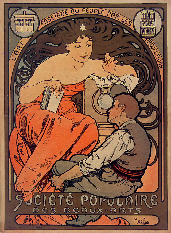 Alphonse Mucha - Societe Populaire des Beaux-Arts - 1897 Drawing by ...