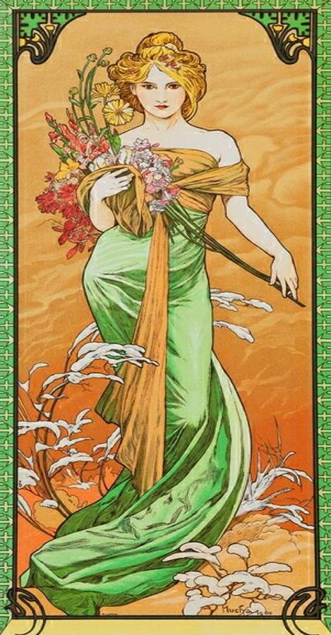 Alphonse Mucha - The seasons , 1860 - 1939 Painting by Alphonse Mucha ...