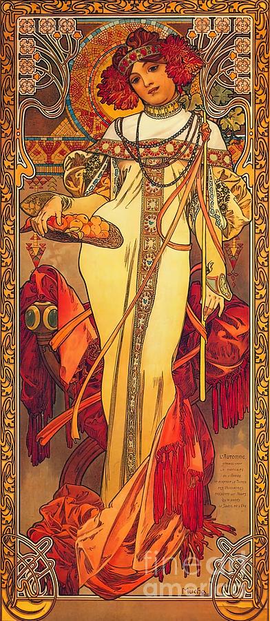 Alphonse Mucha The Seasons Autumn 1900 Art Painting by Ward Philip ...