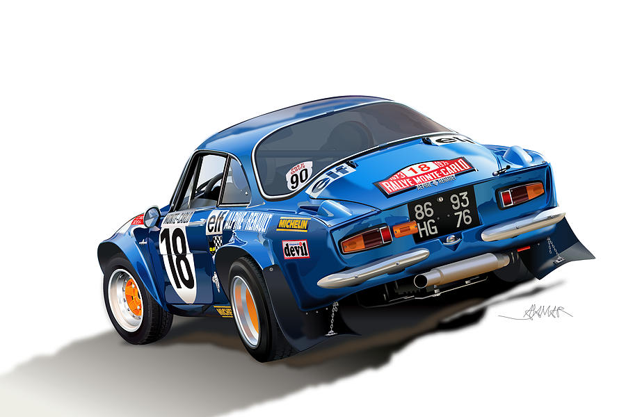 Alpine A110 1800 Turbo Drawing by Alain Jamar