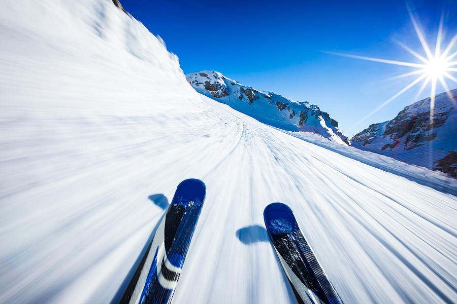 Alpine downhill skiing on sunny day Photograph by Mbbirdy