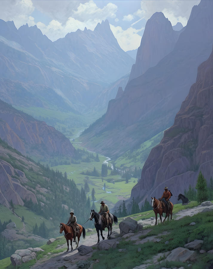 Man On Horseback Digital Art - Alpine Equestrians by TintoDesigns
