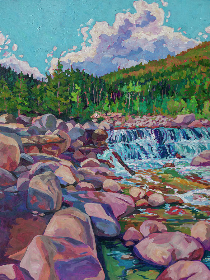 Alpine Falls RMNP Painting by Heather Nagy