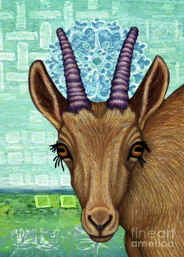 Alpine Ibex Abstract Painting by Amy E Fraser