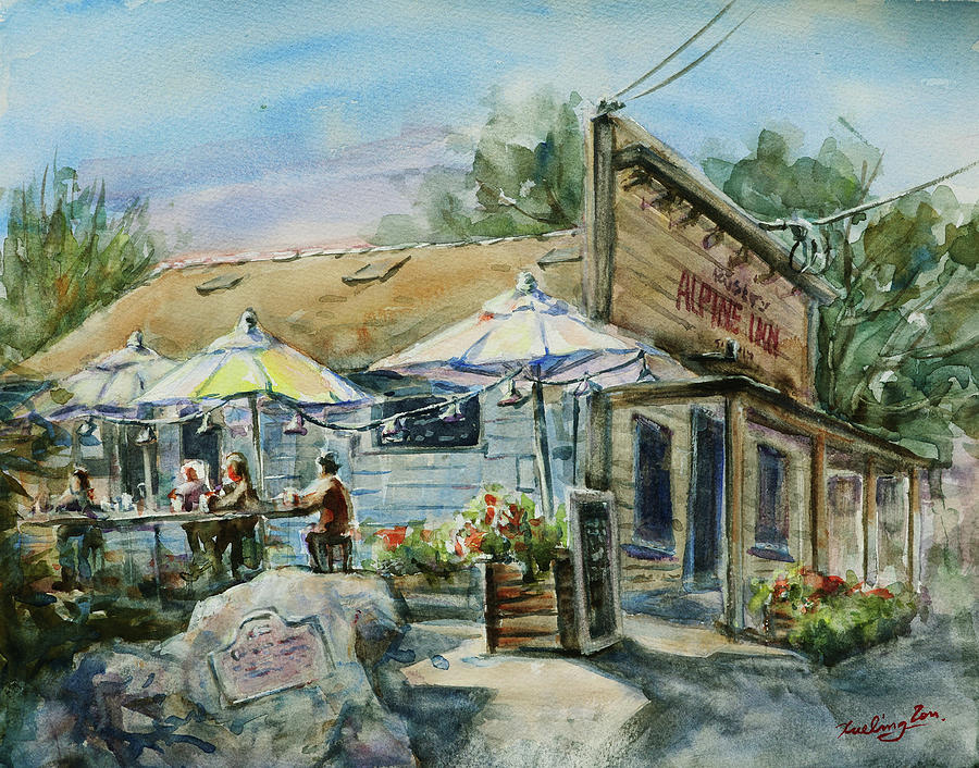 Alpine Inn Portola Valley California Painting by Xueling Zou