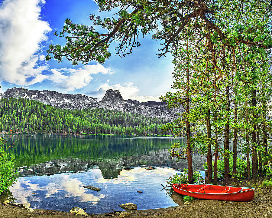 Alpine Lake And Canoe, Lake Mary, Mammoth Lakes, California Photograph ...