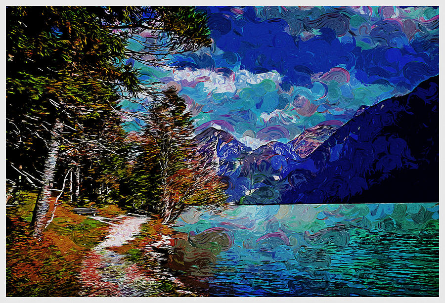 Alpine Lake, Austria after Van Gogh Impressionist painting by Ahmet ...