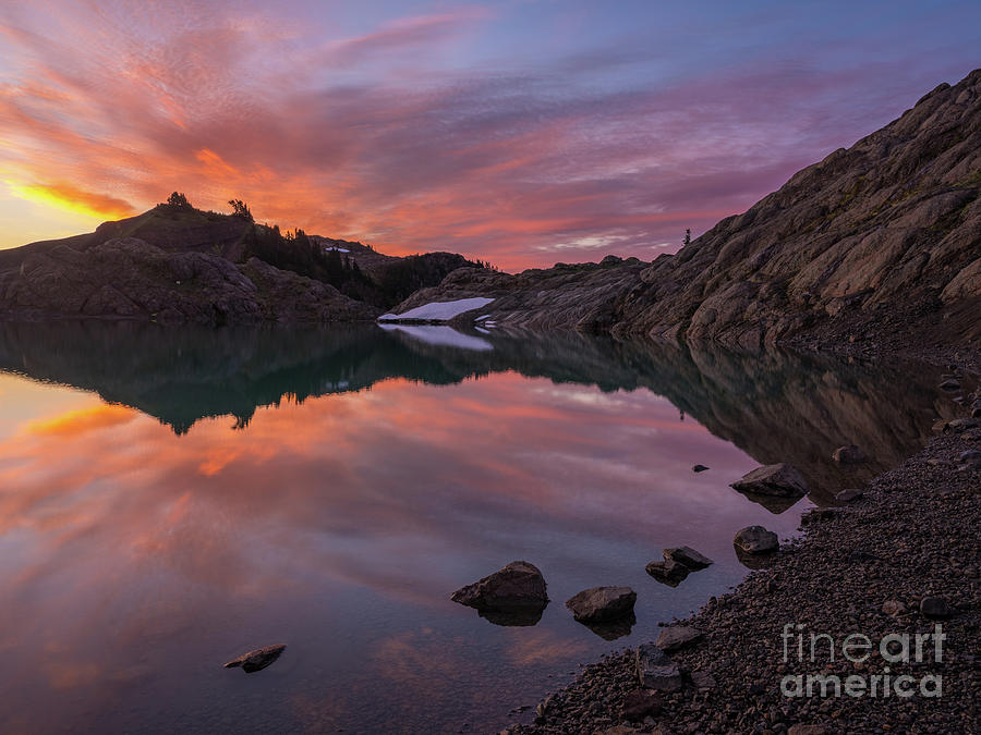 Fall Photograph - Alpine Lake Waters Edge Sunrise by Mike Reid
