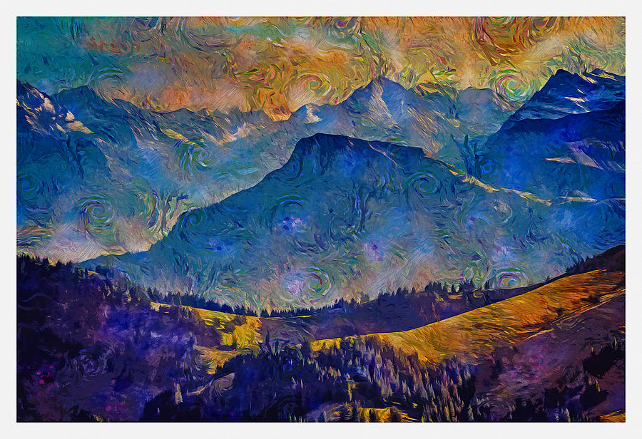 Alpine Mountains Landscape Painting by Celestial Images