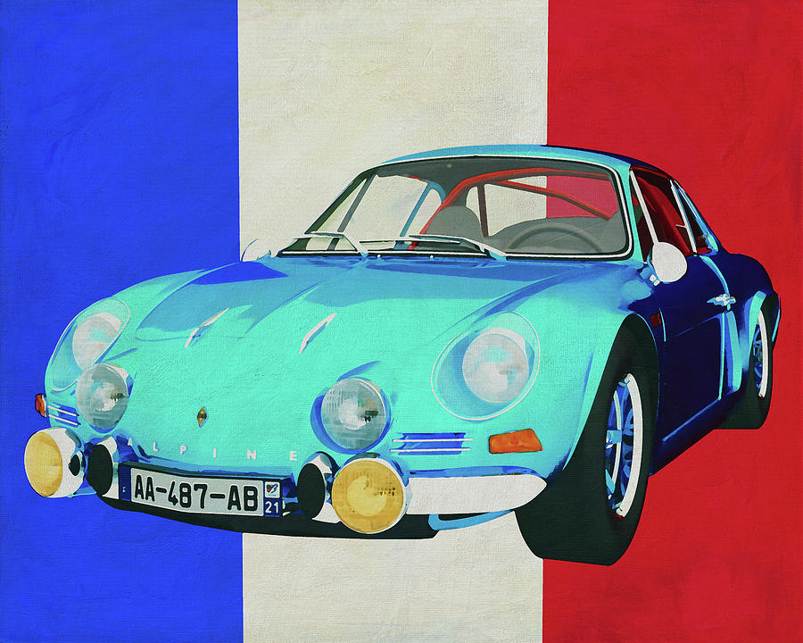 Alpine Renault 1600-S 1973 with French flag Painting by Jan Keteleer