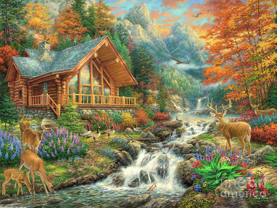 Deer Painting - Alpine Serenity  by Chuck Pinson