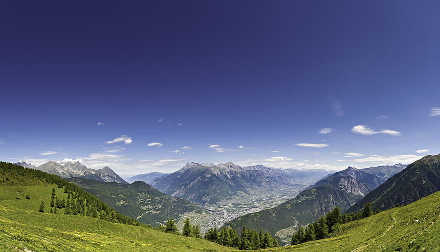 Alpine summer mountain meadow panorama Switzerland Photograph by fotoVoyager