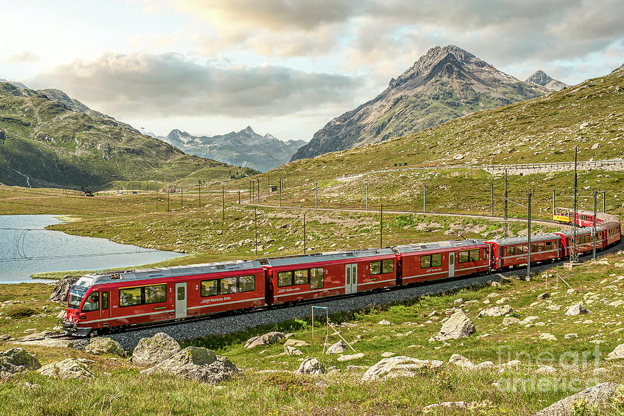 Alpine train at Bernina Pass, Switzerland Photograph by Olaf Protze ...