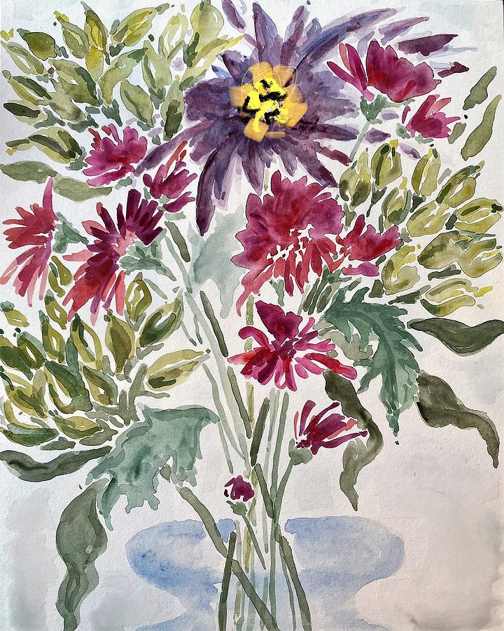 Alstroemeria with Mums and Dahlias Painting by Juliana Read - Pixels