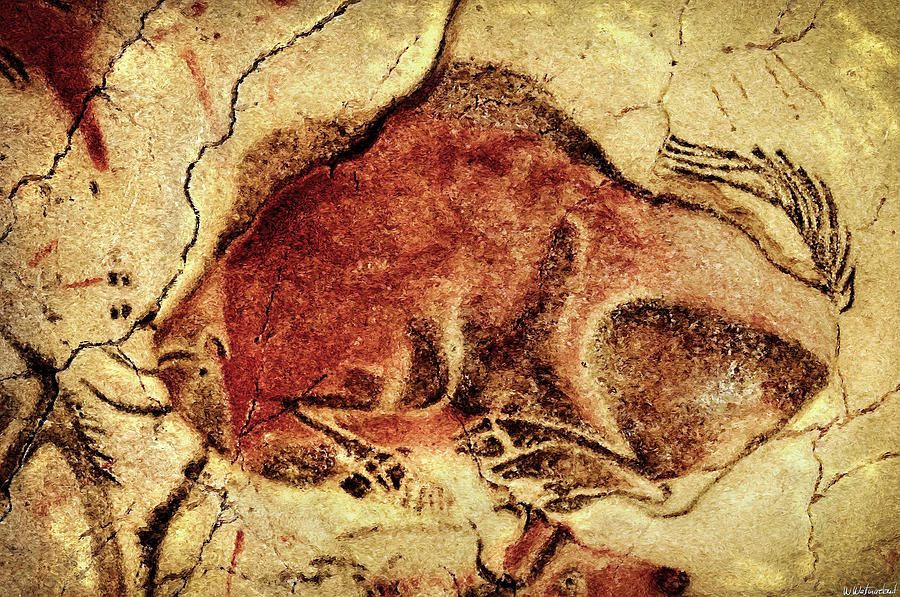 Prehistoric Digital Art - Altamira Bison at rest by Weston Westmoreland