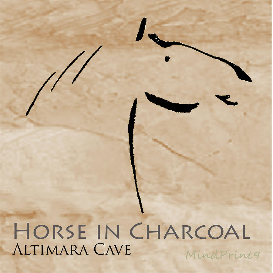 Altamira Horse in Black Lines Digital Art by Asok Mukhopadhyay