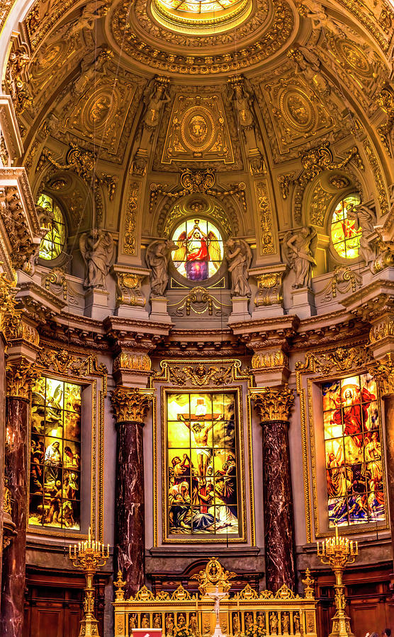 Altar Stained Glass Cathedral Berlin Germany Photograph by William ...