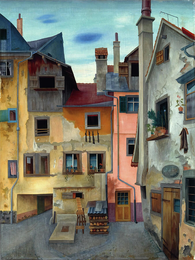 Alte Hauser in Lindau - Old houses in Lindau - Streetscape by Rudolf Wacker Painting by Rudolf Wacker Alte Hauser in Lindau - Old houses in Lindau - Streetscape by Rudolf Wacker Painting by Rudolf Wacker