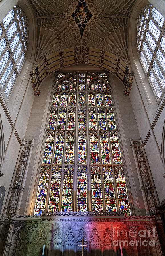 Alter Stained Glass Bath Abbey Church of Saint Peter and Saint Paul Bath England Photograph by Wayne Moran