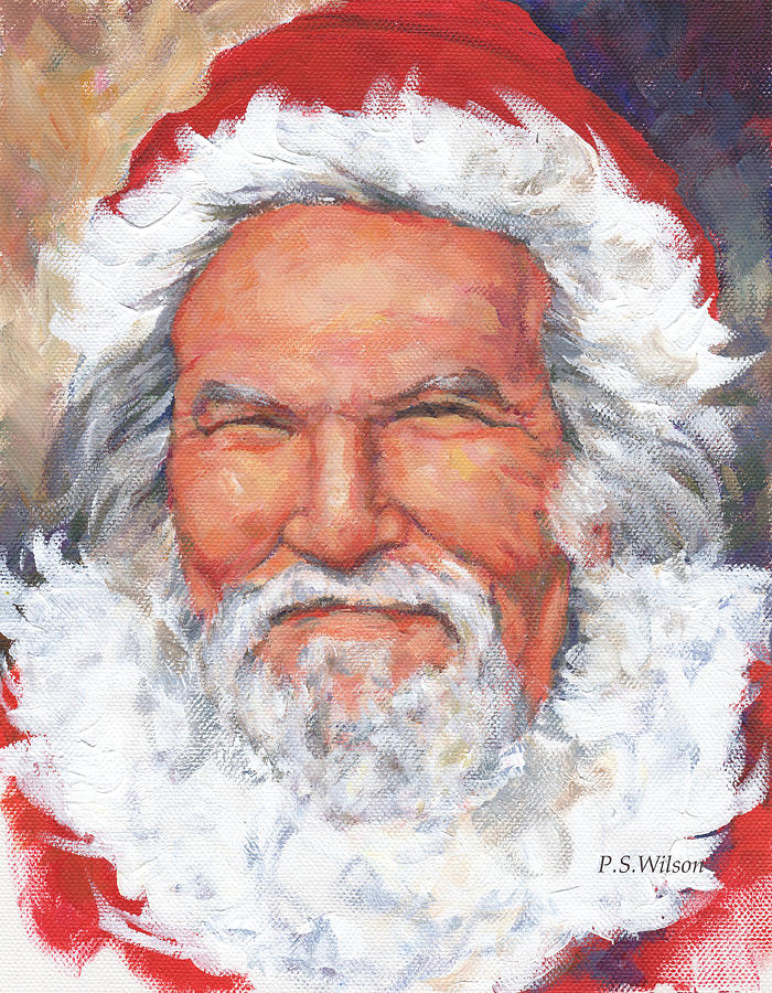 Alternate Santa Painting by Peggy Wilson