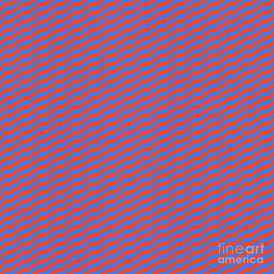 Alternating Wave Stripe In Red Orange And True Blue N.2751 Painting