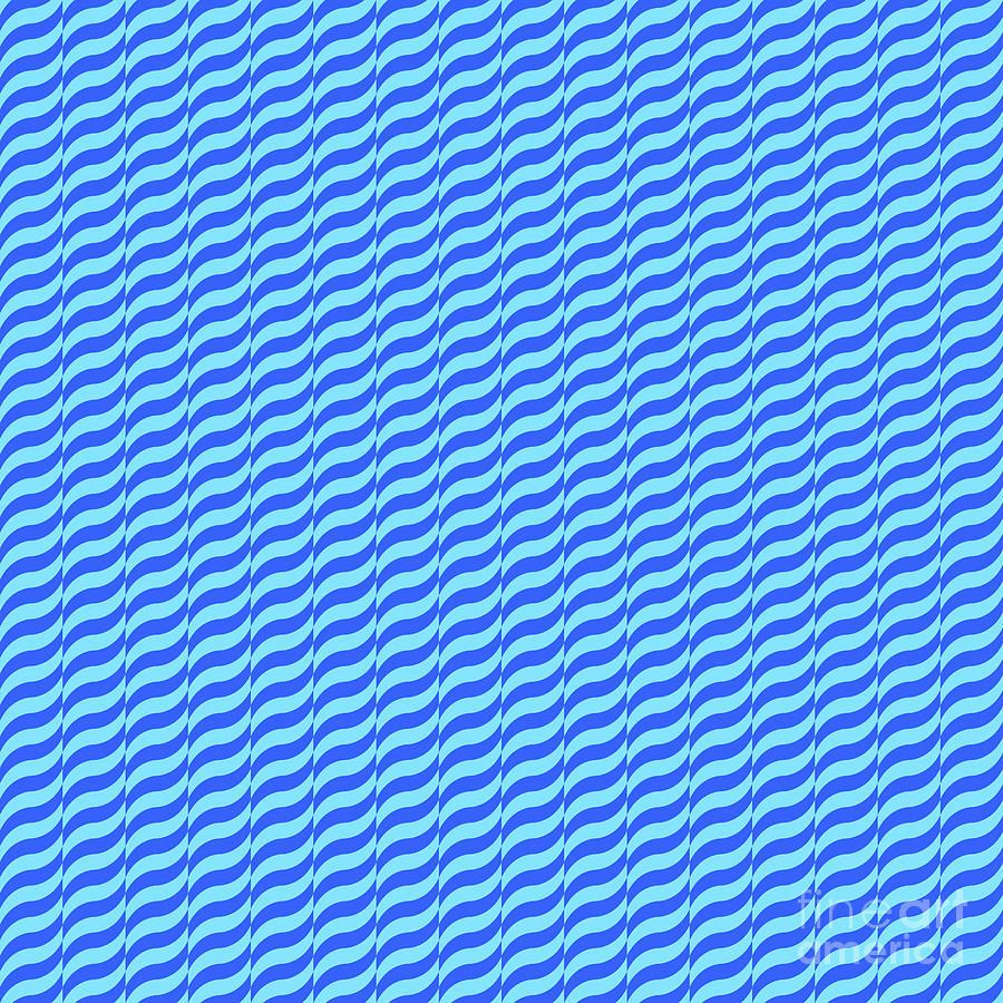 Alternating Wave Stripe Pattern In Day Sky And Azul Blue N.3167 Painting