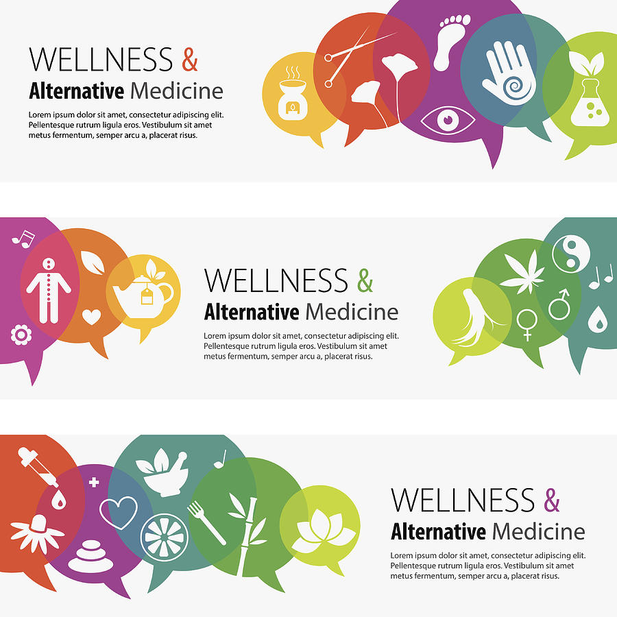 Alternative Medicine Banners And Icon Set Drawing by DrAfter123