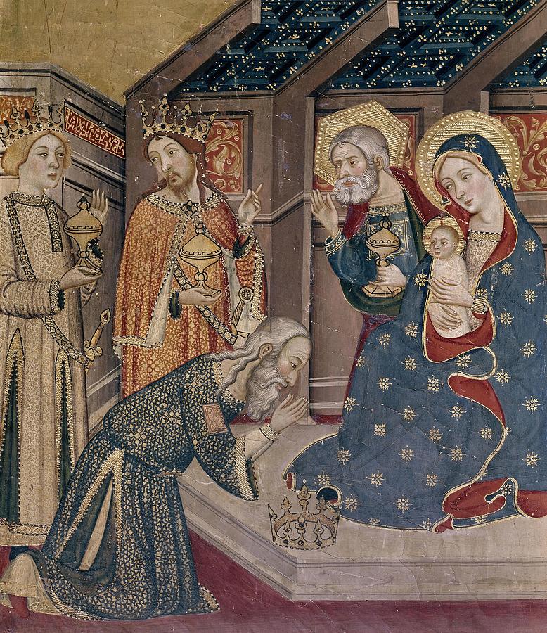 Alterpiece Of Sigena - Detail Of The Epiphany - 14th Century - Gothic. Child Jesus. Virgin Mary. Painting by JAIME SERRA -1358-1395- y PEDRO SERRA -SIGLO XIV-