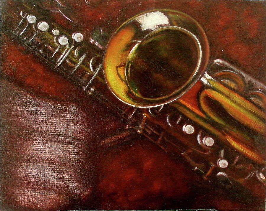 Alto Saxophone and Red Velvet Painting by Sean Connolly