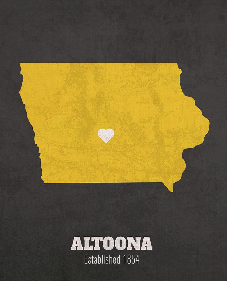 Altoona Iowa City Map Founded 1854 University of Iowa Color Palette